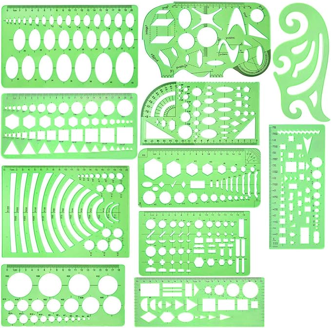 11pcs Geometric Drawing Stencils